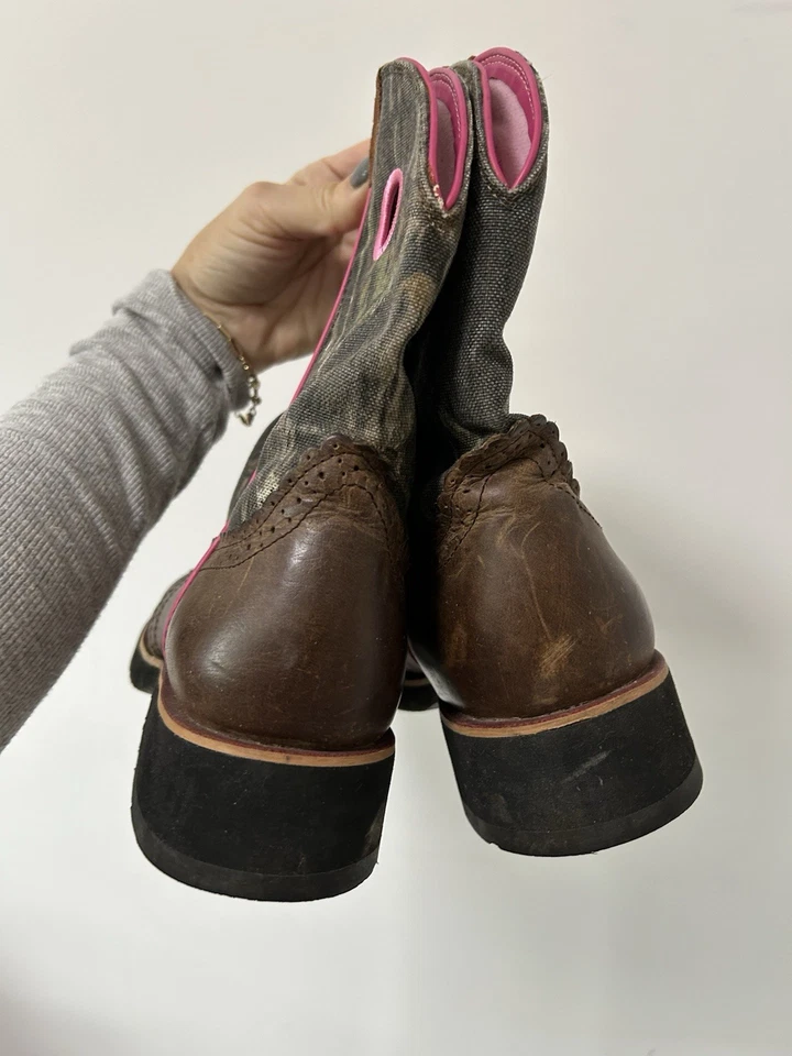 Женские кожаные камуфляжные/розовые ковбойские сапоги Ariat Fatbaby размер 10B 10006854 - Изображение 4 из 4