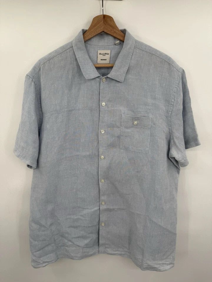 Baird McNutt Murano Shirt Men’s XL Button Up Blue Short Sleeve 100% Linen - Image 2 of 4