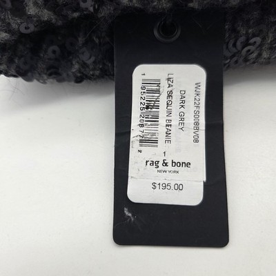 Rag & Bone Women Liza Sequin Beanie Dark Grey Wool Mohair  display picture 1
