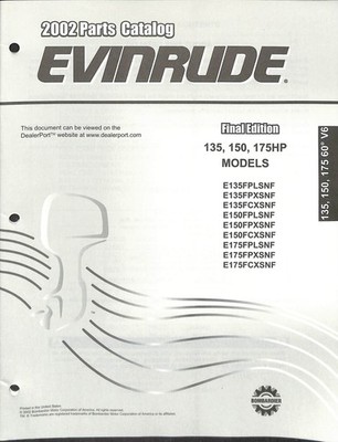 2002 Evinrude Parts Catalog Final Edition 135-175HP V6 Models E135FPLSNF