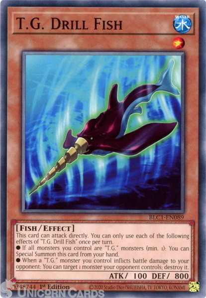 BLC1-EN089 T.G. Drill Fish : Common 1st Edition YuGiOh Card