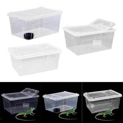 Klar Terrarium Habitat Zucht Box Frosch Eidechse Cricket Reptil Fütterung