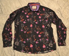 FRIDAY Shirt Men's Bold Eyecatching Joe Browns Floral Black Blue Shirt Large L