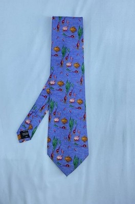 DUNHILL men s Vintage Silk Tie W A Vibrant Print Featuring Veggies M.in.italy EC