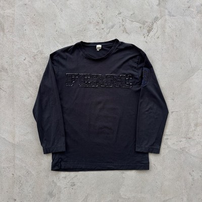 Vintage 90s Ferre Embroidered Logo LongSleeve Tee Shirt Size L Black