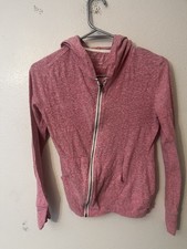 Aeropostale Basic Full Zip Long Sleeve Medium Pink Hoodie Lightweight No Drawstr