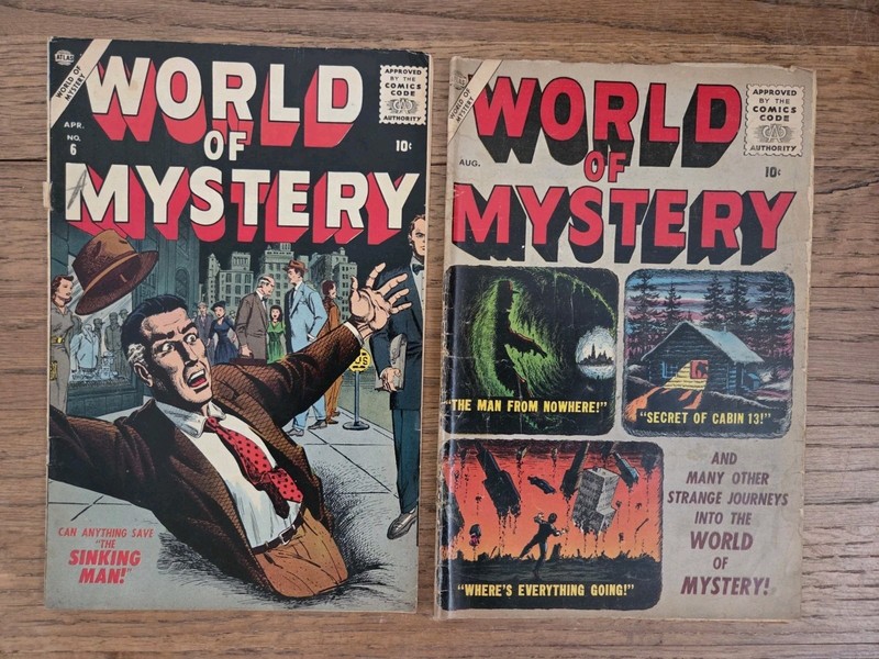 1950's Atlas Marvel Comic Lot World Of Mystery 2 & 6 Rare