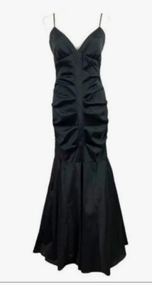 Couture Xscape By Joanna Chen Black Ruched Mermaid Evening Gown Sz 12