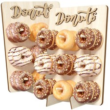 CORTNK Donut Wall Display Stand, 2PCS Wooden Doughnut Holder Display 18 Donuts,