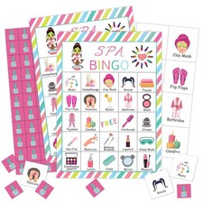 Qssfdgg Spa Party Bingo Cards, 24 Player Beauty Themed Party Bingo Game for F...
