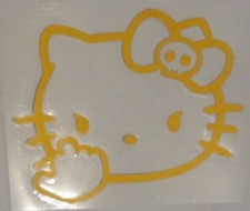 Angry Hello Kitty Autoaufkleber GELB Sticker Katze Comic
