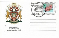 South Africa 1991 Pretoria Postcard used Ganzsache Bildpostkarte Wappen