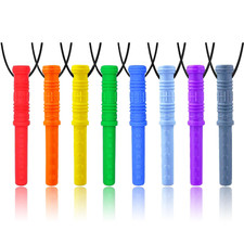 Sensory Chew Necklace by GNAWRISHING, 8 Pack Cylinder Chew Necklaces for Sensory