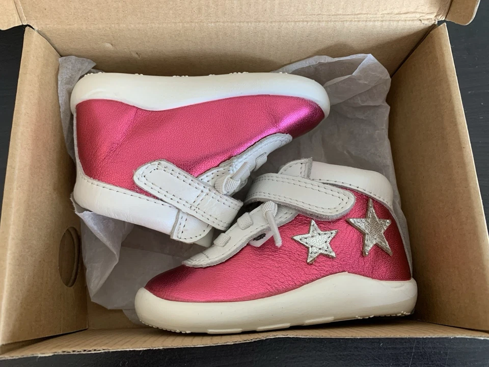 Toddler Girls High Top Tennis Shoes Metallic Pink Silver & White New W/Box US 3 - Image 4 of 4