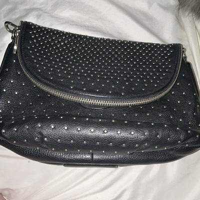 Marc by Marc Jacobs Black Studded Crossbody Bag Zip Adjustable Strap BlackSilver