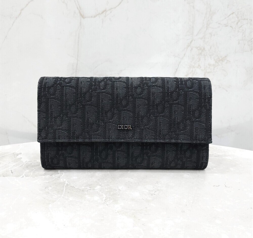 Dior Oblique Jacquard Long Flap Wallet in Black 2ESBC312YSE-image