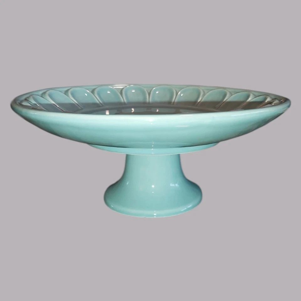 Frutero vintage de cerámica turquesa con patas de Destino SA Portugal Foto 3 de 4