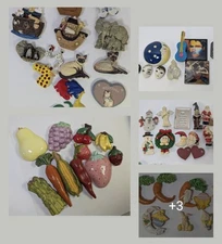 7 Themed Lots Of Vintage Collectible Refrigerator Magnets Holiday Fruit Animal