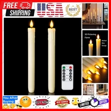 2 PCS Flameless Taper Candles with Remote and Timer, 9.6 inch Ivory LED Candl...