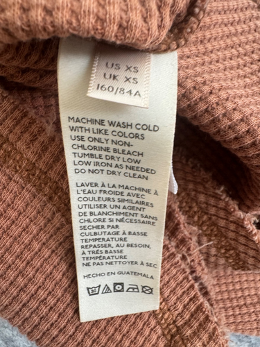 We The Free Thermal Hoodie Top V Neck Sz XS Long Sleeve Margo Essential Brown - Picture 4 of 12