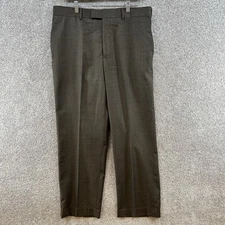 Perry Ellis Men's Dress Pants Size 34 X 30 Brown Mid Rise Straight Leg Pleated