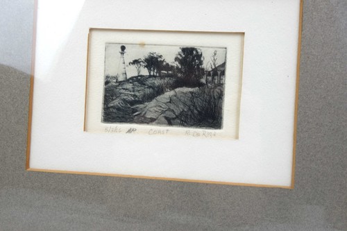 Impresión grabada de arte moderno vintage de mediados de siglo del faro firmada prueba de artista - Imagen 2 de 6