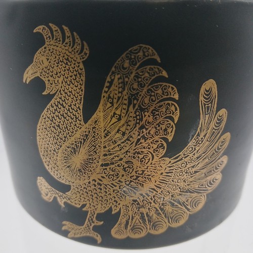 Vintage Portmeirion 'Phoenix' Sugar Bowl & Cream Jug by John Cuffley Black/Gold - Picture 21 of 22