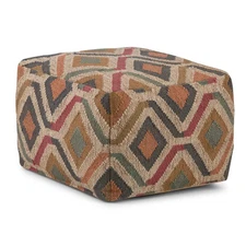 Mirella Square Pouf Kilim Patterned - WyndenHall: Bohemian Style, Jute & Cotton