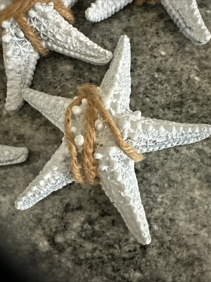 Juego de 5 estrellas de mar de resina blanca y azul decoración para colgar en la pared decoración estilo playa Foto 2 de 4