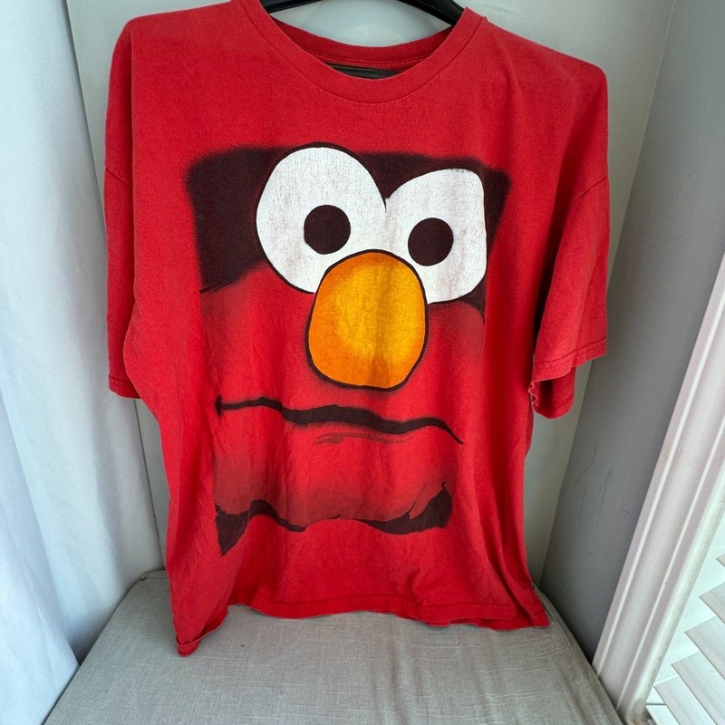 Sesame Street Elmo Red Graphic Tee L Vintage Style Nostalgic Cartoon Shirt