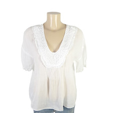 ZARA Bluse Tunika Häkelspitze Weiß Gr. M 38