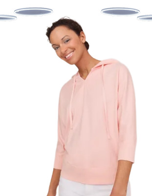 Ex White Stuff Damen Hoodie - Milo Langarm Jersey Overhead Sweat Rose Rosa