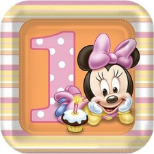 Disney Minnie Mouse 1st Birthday Dessert Cake Plates Party Supplies 8 Per Pack
