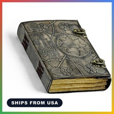 Egyptian Book of The Dead Leather Journal 8x6 Inch 200 Pages Plain Grey Charcoal