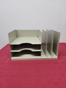 Vintage Industrial Metal Desk Top File/Paper Organizer Mad Men MCM 1960's