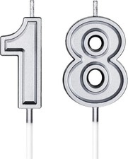 18. Geburtstag Kerzen Wachs 2er Set Silber Za...
