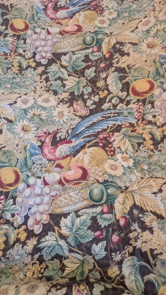 3 pc Vintage Baker Bird Fuit Toile Duvet Queen Sz + 2 Std Shams 92x86" HANDMADE - Image 2 of 4