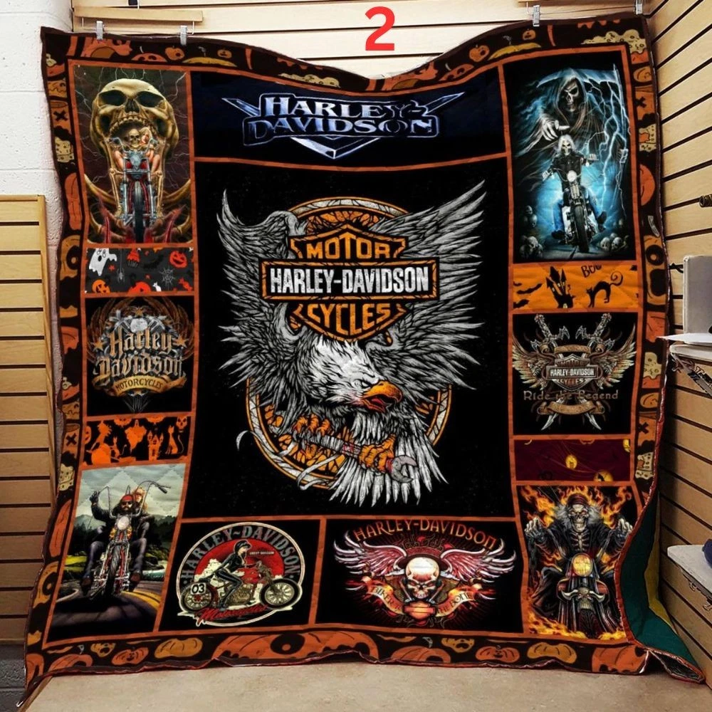 Haarleyy Davidson Motorcycle Fleece Quilt Blanket