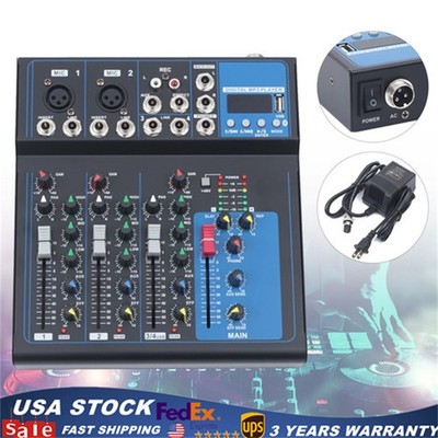 4 Channel Audio Mixer Portable Professional Bluetooth Digital DJ Console NEW