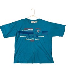 Vintage 1989 Pierre Cardin Regatta Graphic Race Blue T-Shirt Men’s L Made in USA