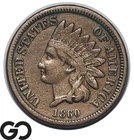 1860 Indian Head Cent Penny, Rounded Bust