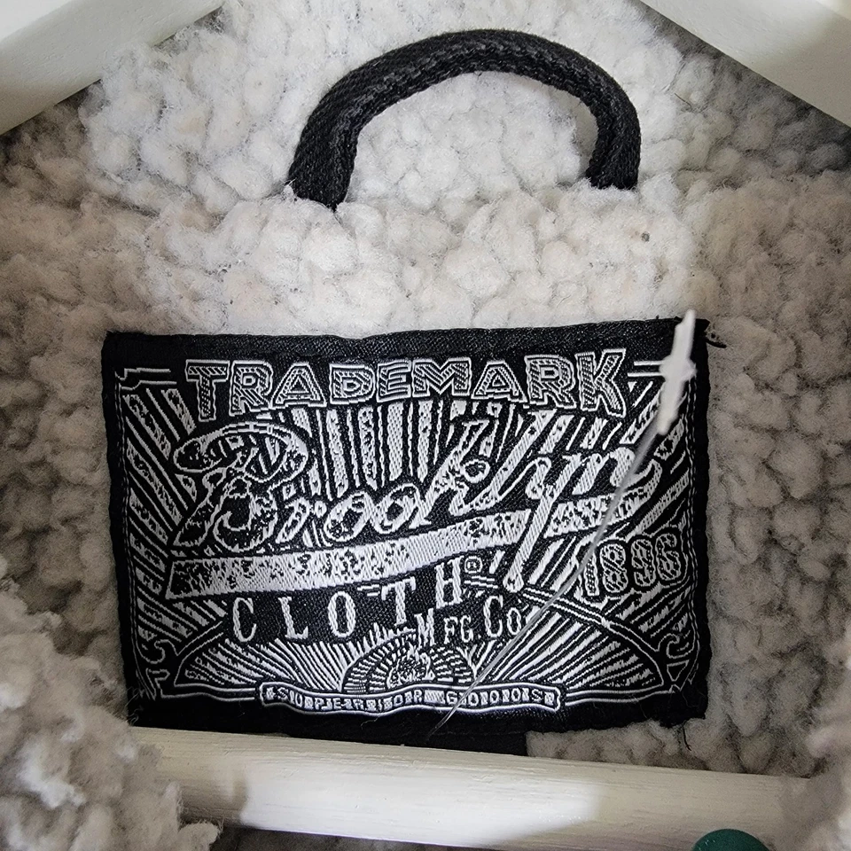 Chaqueta de camionero de mezclilla Brooklyn Cloth para hombre negra Sherpa forrada occidental talla grande Foto 3 de 4