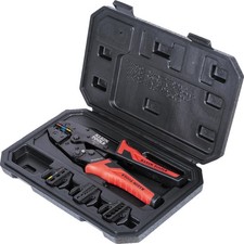 Klein Tools Ratcheting Crimping Pliers Set For 10-22 Awg With Adjustable Dies