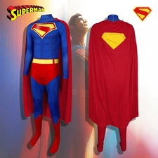 2025 Superman Cosplay Costume Clark Kent Kryptonian Jumpsuit Halloween Outfit