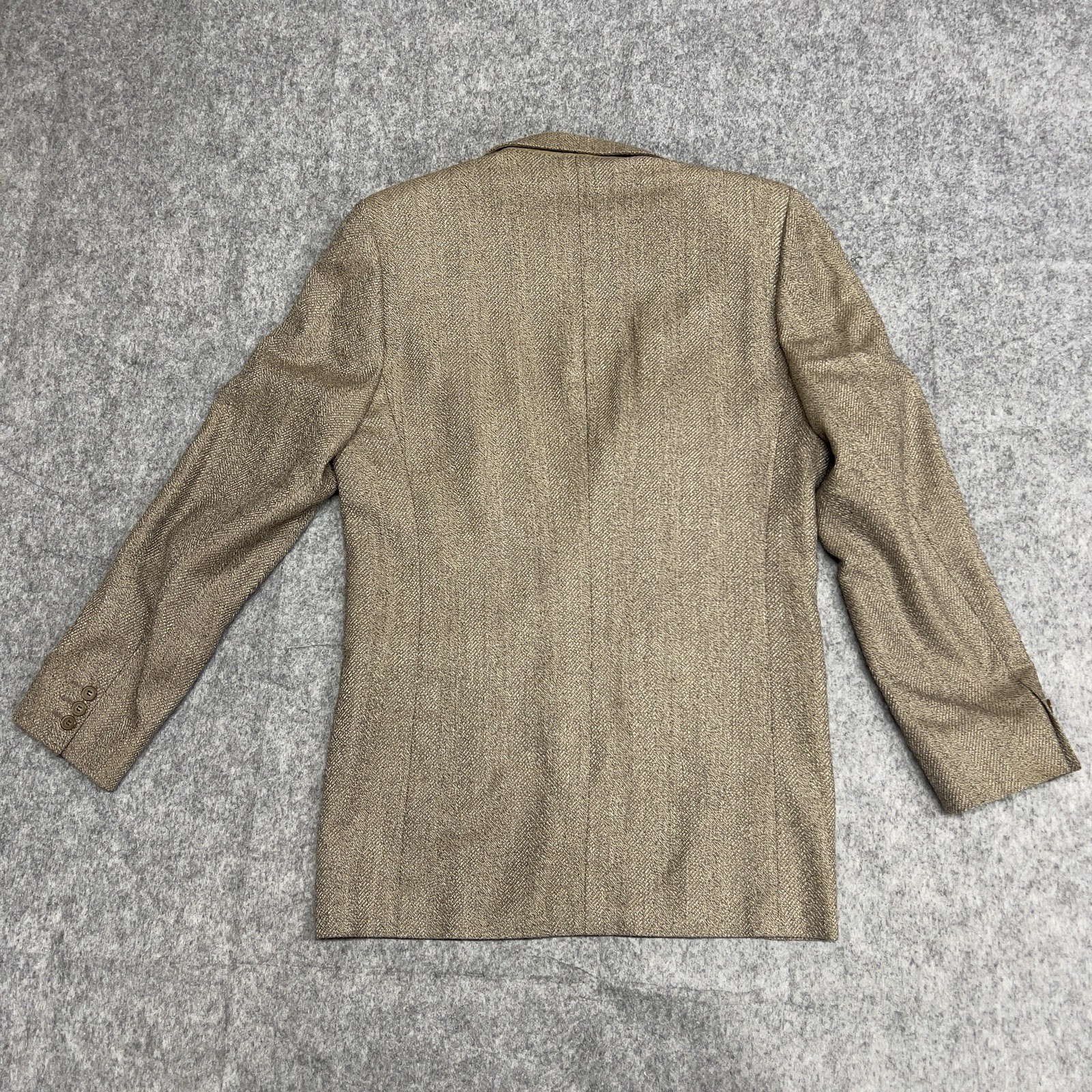 Yves Saint Laurent Cappotto Sportivo Uomo 40 Marrone Spina di Pesce Lana Blazer Made France