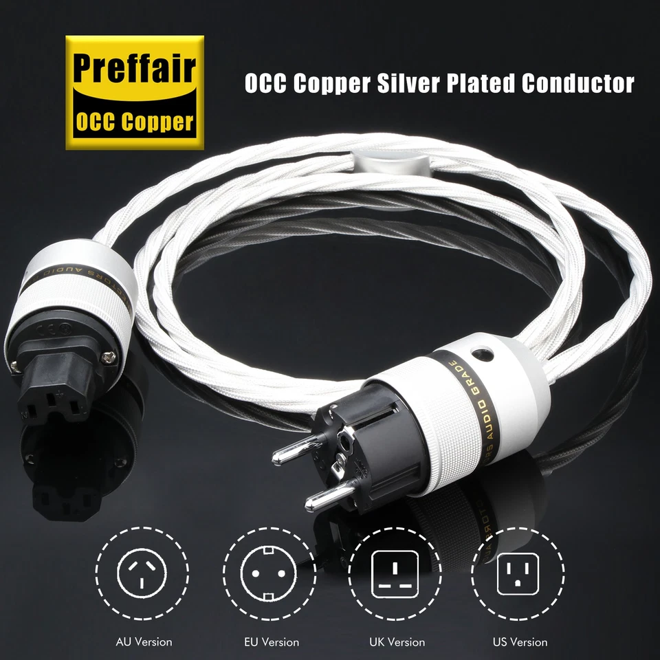 Hi-End Audio Amplifier Cable 4Cores Single Silver US EU Plug Power Cable - Image 4 of 4