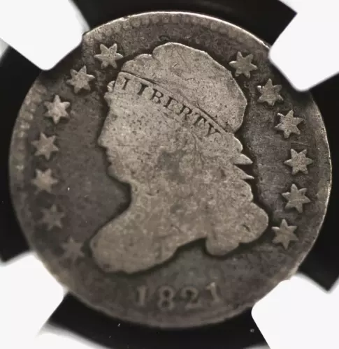 1821 CAPPED BUST DIME LARGE DIAMETER NGC AG 3 EVEN WEAR WITH NO DISTRACTIONS