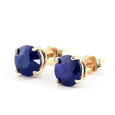 14K. MASSIVER GOLD OHRSTECKER MIT NATÜRLICHEN SAPHIREN (Gelbgold)