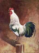 Ceramic Tile Mural Kitchen Backsplash - Backyard Buddy - Rooster Bird Artwork