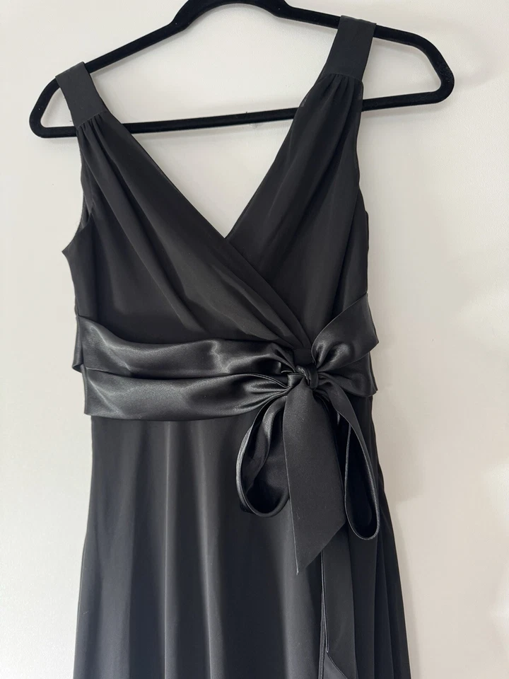 Evan Picone Chiffon Evening Midi Dress Ribbon Wrapped & Draped on Waist Sz 6 - Image 4 of 4